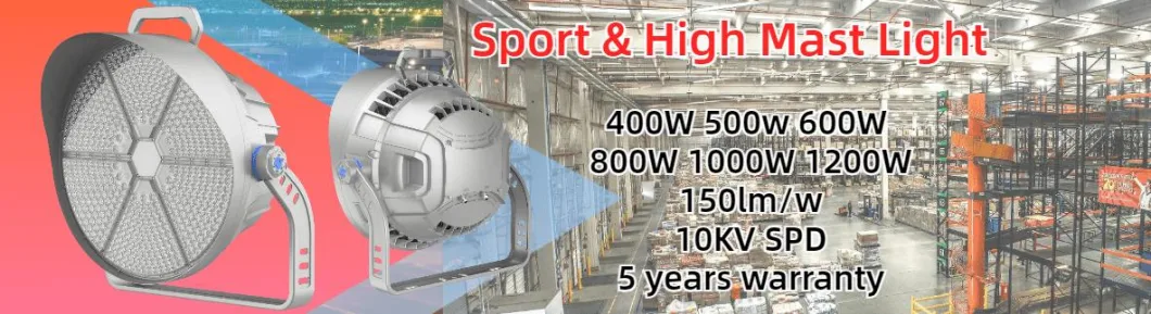 Factory Price High Power Floodlights 1200W 1000W 800W 600W 400W IP66 LED Flood Light LED High Mast for Race Course Golf Sport Field