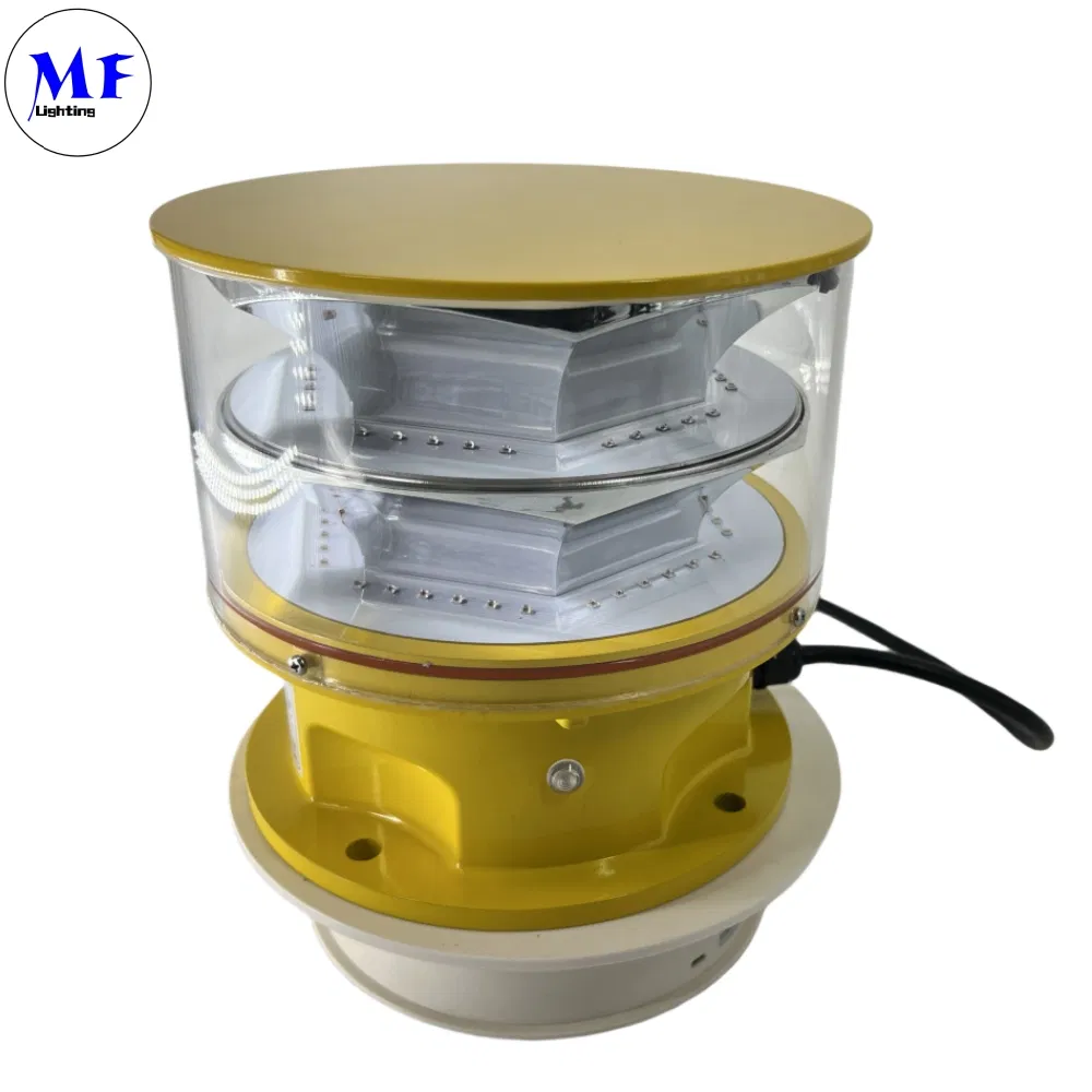 ضوء عائق الطيران LED  خلية ضوئية صب بالقالب IP66 اتصالات أصفر غاز نفط منصة بحرية 1