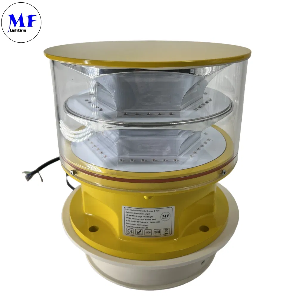 ضوء عائق الطيران LED  خلية ضوئية صب بالقالب IP66 اتصالات أصفر غاز نفط منصة بحرية 2