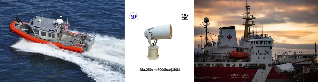 مصباح بحث LED 200W 300W IP66 مقاوم للماء الفولاذ مضاد للتآكل 1000m 3000m سفينة بحرية سفينة قارب بعيد البحث الإنقاذ مصباح بحث 17
