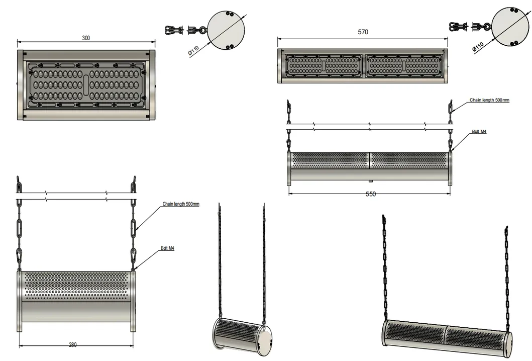 إضاءة حديقة LED مقاومة للماء 250 واط 300 واط IP66 IK10 ورشة عمل متجر بيع بالتجزئة موقف سيارات سقف متدلي مستودع تخزين فيضان هاي باي 2
