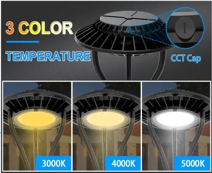 مصباح حديقة LED قابل للتعديل مقاوم للرطوبة IP65 150W مقاوم للماء 140lm/W أسود جنية الحديقة الفناء العلوي 1
