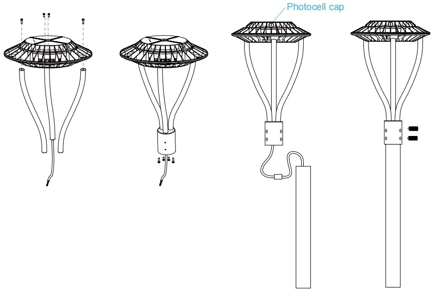 مصباح حديقة LED قابل للتعديل مقاوم للرطوبة IP65 150W مقاوم للماء 140lm/W أسود جنية الحديقة الفناء العلوي 9