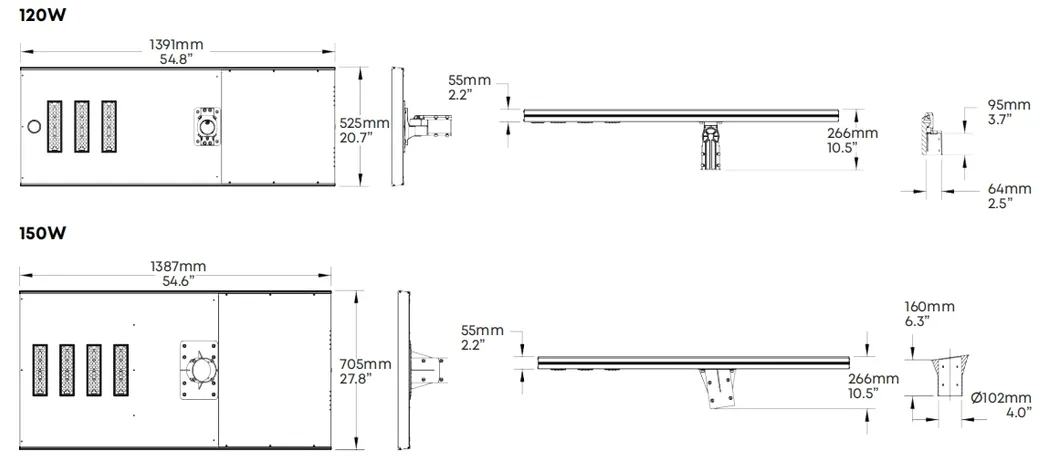 LED شمسي الشارع الحديقة الضوء جهاز استشعار الحركة الفضي الأبيض 120W 100W 80W Alu. IP66 الممر الفيلا الفناء 2