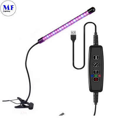 USB Smart Mini LED Grow Tube Light Red Blue 10-40W 360° Flexible With Desktop Table Clip Controller For Indoor