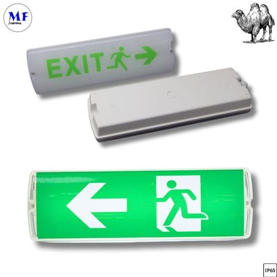 SAA / CE 8W IP65 AC220V-240V Waterproof Battery Rechargeable Bulkhead Exit Sign LED Emergency Light for Office Factory Hotel Parking Lot