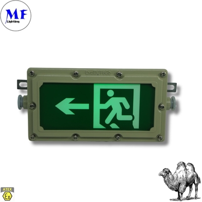 IP65 Waterproof Fire Proof ATEX 3hours Emergency Battery Time Explosion Proof 4W Green LED Exit Light For Factory Warehouse Oil Gas Station