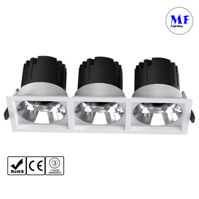 Three Head Down Light LED Square Spotlight Residential Hotel Coffee Store Commercial Restaurant No Glare Dali Dim Tuya Modular Ik07 IP44 21W 36W 30W 45W
