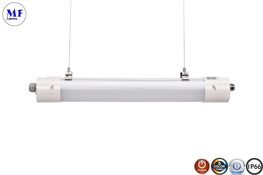 120 Deg IP66 Waterproof LED Triproof Light ik08 With Emergency Sensor For Outdoor Warehouse
