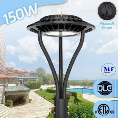 مصباح حديقة LED قابل للتعديل مقاوم للرطوبة IP65 150W مقاوم للماء 140lm/W أسود جنية الحديقة الفناء العلوي