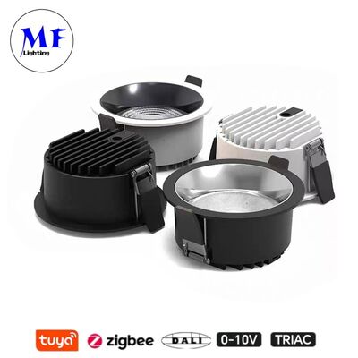 مصباح LED غائر بقوة 10 واط و 160 لومن/واط قابل للتعتيم Triac /0-10V/Dali-2 CRI9 بزاوية شعاع واسعة 120 درجة مقاس 8 بوصة/10 بوصة مصباح LED غائر مضاد للتوهج للمساحات التجارية