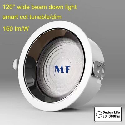 LED Down Light Round SMD 120 درجة عرض الأشعة 140lm/W 160lm/W IP44 Ik07 50W 60W 70W 80W 100W Dali Tuya Zigbee غطاء المنازل الأسود الأبيض