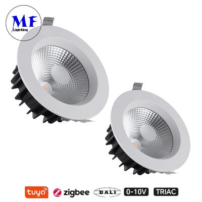 مصباح سبوت داون ليد 35 واط 100 لومن/واط مضاد للتوهج قابل لتعديل درجة حرارة اللون CRI90 Triac /0-10V/Dali-2/Tuya Zigbee قابل للتعتيم زاوية شعاع 60 درجة COB مدمج للأماكن التجارية والسكنية