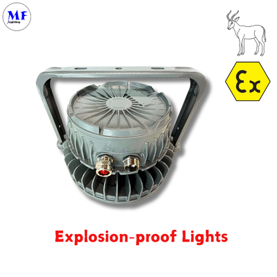 مصباح LED مقاوم للانفجار IP66 IK08 Atex عالي السطوع 140 لومن/واط، 50 واط - 400 واط، مع عدسة زجاجية مقواة للمناطق الخطرة في النفط والغاز والكيمياء والتعدين