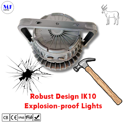 إضاءة LED عالية خليج مقاومة للانفجار ATEX UFO المنطقة 1 المنطقة 2 خافت 200 واط 300 واط 400 واط IP66 Ik10 محطات الطاقة الفولاذية الكحول النفط الغاز الصناعي القاسي