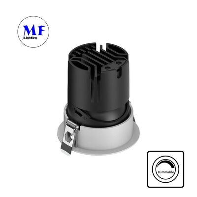 مضاد للوهج COB ضوء LED متدفق للأسفل العدسة البصرية، 15-55 درجة زاوية شعاع، 0-30 درجة إضاءة قابلة للتعديل، 110 فاكس 5CCT DIP و 200-240 فاكس ضوء متدفق قابل للتخفيف